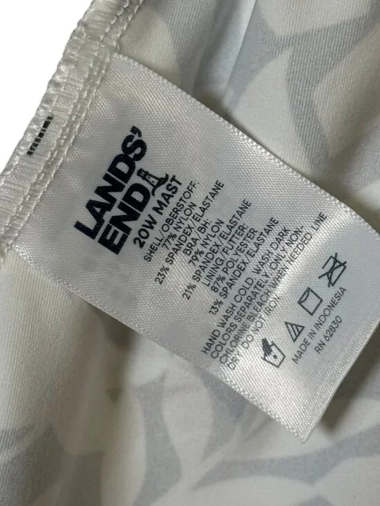 Lands End Tankini Top Size 20W Square Neck Black White Floral Swimsuit Soft Bra - Picture 10 of 16